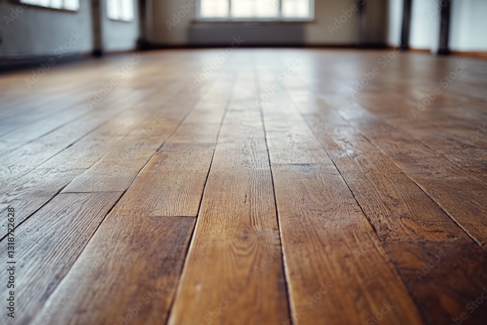 Wooden floor surface in a spacious room with natural light streaming through large windows Wooden floor surface in a spacious room with natural light streaming through large windows