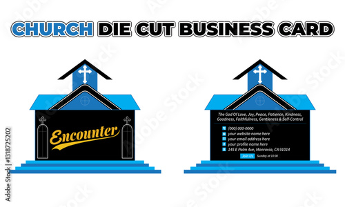 Church die cut business card, church shape business card unique design, die cutting visiting card