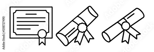 diploma icon, diploma line art - simple line art of diploma, perfect for diploma logos and icons