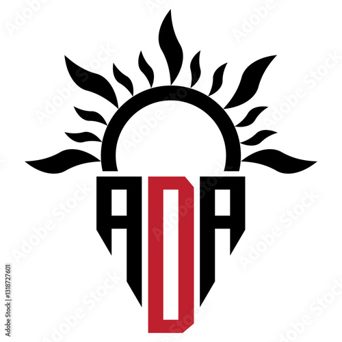 Vector shield emblem ADA Logo with abstract fire design elements