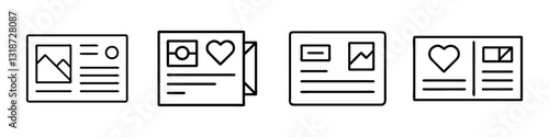 postcard icon, postcard line art - simple line art of postcard, perfect for postcard logos and icons