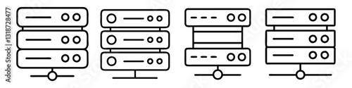 server icon, server line art - simple line art of server, perfect for server logos and icons