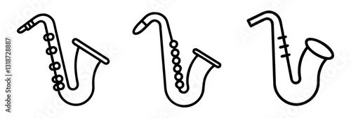 saxophone icon, saxophone line art - simple line art of saxophone, perfect for saxophone logos and icons