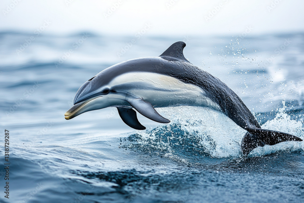 Obraz premium A Pacific white-sided dolphin in the ocean, sleek and graceful, marine theme.