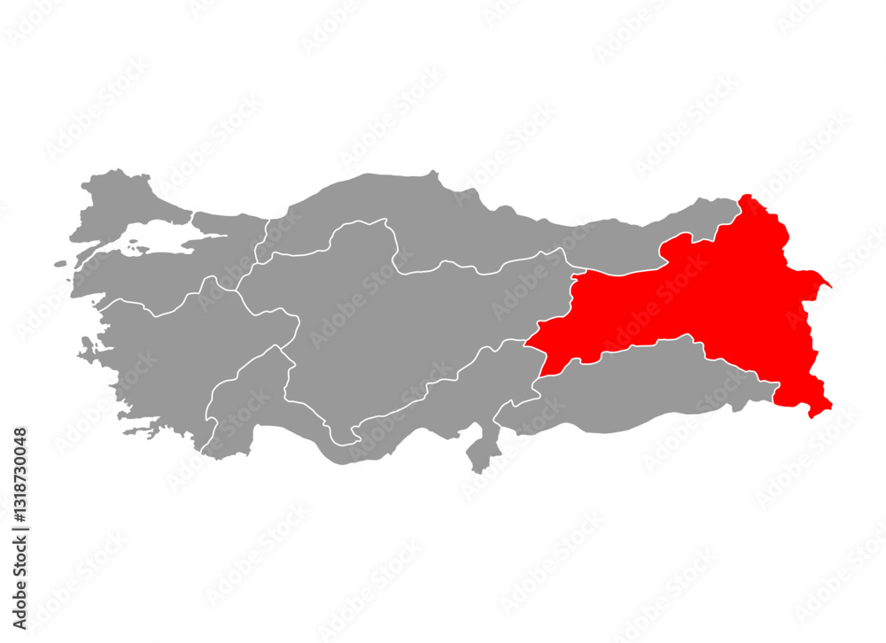 Fototapeta premium Eastern Anatolia Region of Turkey map symbol shape, travel web concept icon vector illustration .