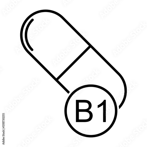 Vitamin B1 icon, healthy medicine pill supplement symbol, complex mineral vector illustration .