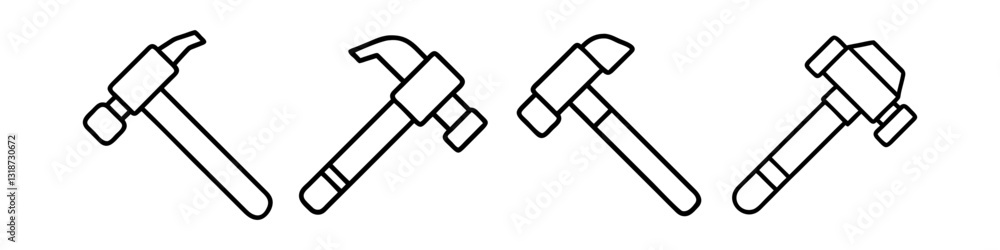 hammer icon, hammer line art - simple line art of hammer, perfect for hammer logos and icons hammer icon, hammer line art - simple line art of hammer, perfect for hammer logos and icons