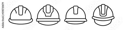 hard hat icon, hard hat line art - simple line art of hard hat, perfect for hard hat logos and icons