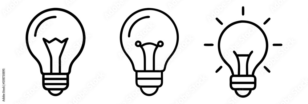 light bulb icon, light bulb line art - simple line art of light bulb, perfect for light bulb logos and icons light bulb icon, light bulb line art - simple line art of light bulb, perfect for light bulb logos and icons