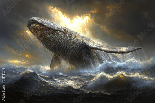 A dramatic scene of Jonah a...