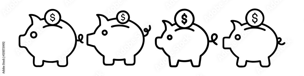 piggy bank icon, piggy bank line art - simple line art of piggy bank, perfect for piggy bank logos and icons piggy bank icon, piggy bank line art - simple line art of piggy bank, perfect for piggy bank logos and icons