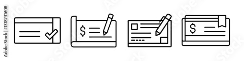 checkbook icon, checkbook line art - simple line art of checkbook, perfect for checkbook logos and icons