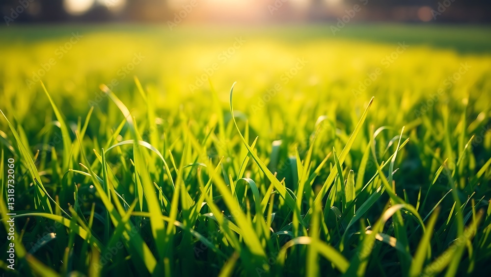 Vibrant Lush Green Grass Carpet in Daylight – Generative AI Vibrant Lush Green Grass Carpet in Daylight – Generative AI