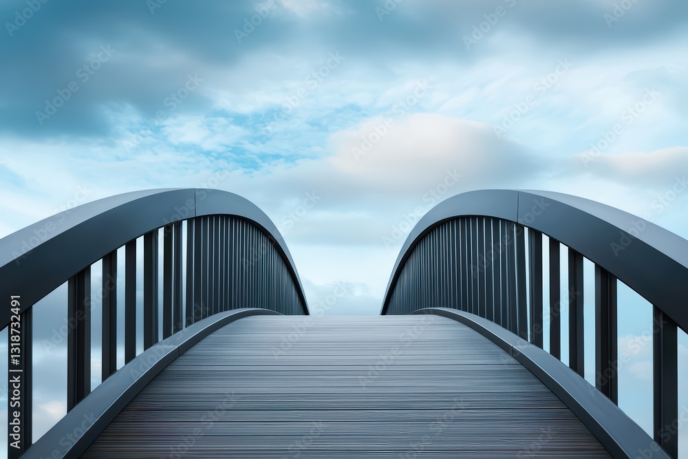 Obraz premium Modern Bridge Design Connecting Two Sides with a Symbol of Cooperation and Unity