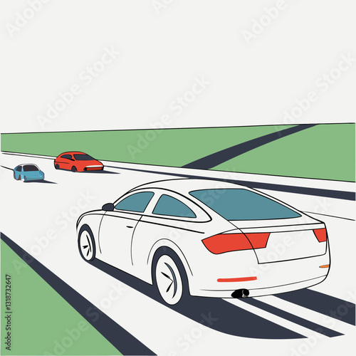 Cars driving on a highway for travel and dynamic movement