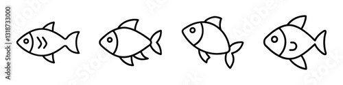 fish icon, fish line art - simple line art of fish, perfect for fish logos and icons
