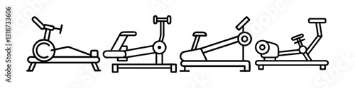 rowing machine icon, rowing machine line art - simple line art of rowing machine, perfect for rowing machine logos and icons