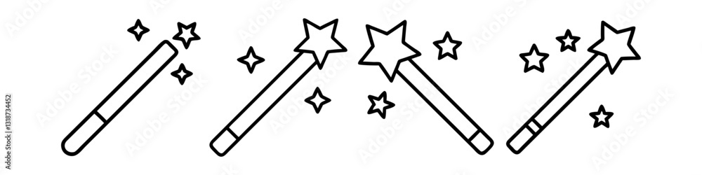 magic wand icon, magic wand line art - simple line art of magic wand, perfect for magic wand logos and icons magic wand icon, magic wand line art - simple line art of magic wand, perfect for magic wand logos and icons