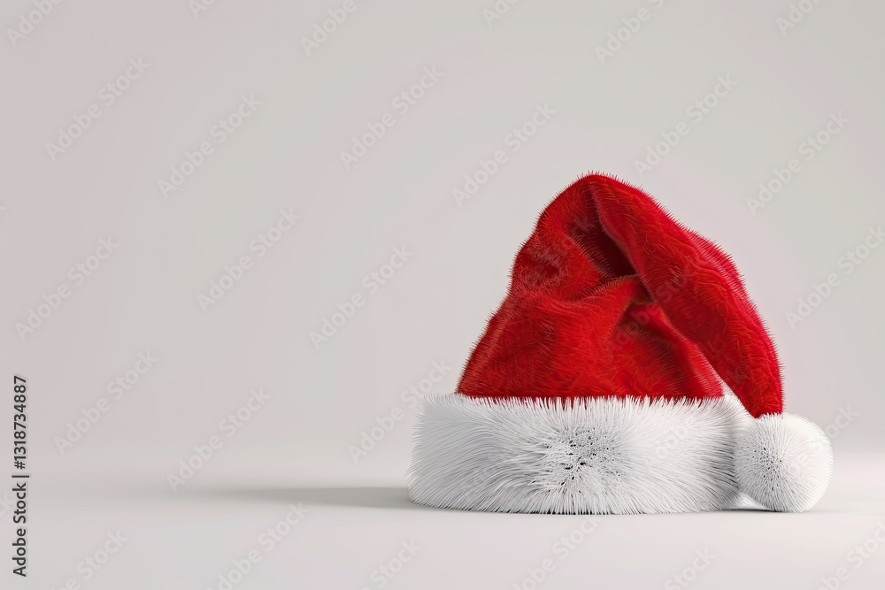 Santa Claus Hat 3D Illustration of Christmas Theme Elements on a White Background Santa Claus Hat 3D Illustration of Christmas Theme Elements on a White Background