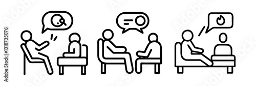 therapy session icon, therapy session line art - simple line art of therapy session, perfect for therapy session logos and icons