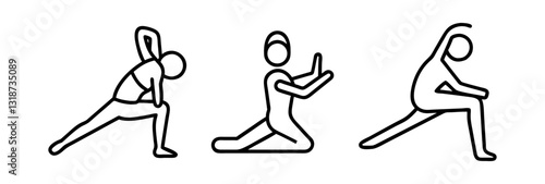 yoga pose icon, yoga pose line art - simple line art of yoga pose, perfect for yoga pose logos and icons