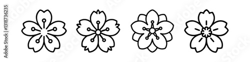 cherry blossom hanami icon, cherry blossom hanami line art - simple line art of cherry blossom hanami, perfect for cherry blossom hanami logos and icons