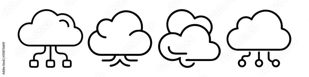 cloud icon, cloud line art - simple line art of cloud, perfect for cloud logos and icons cloud icon, cloud line art - simple line art of cloud, perfect for cloud logos and icons