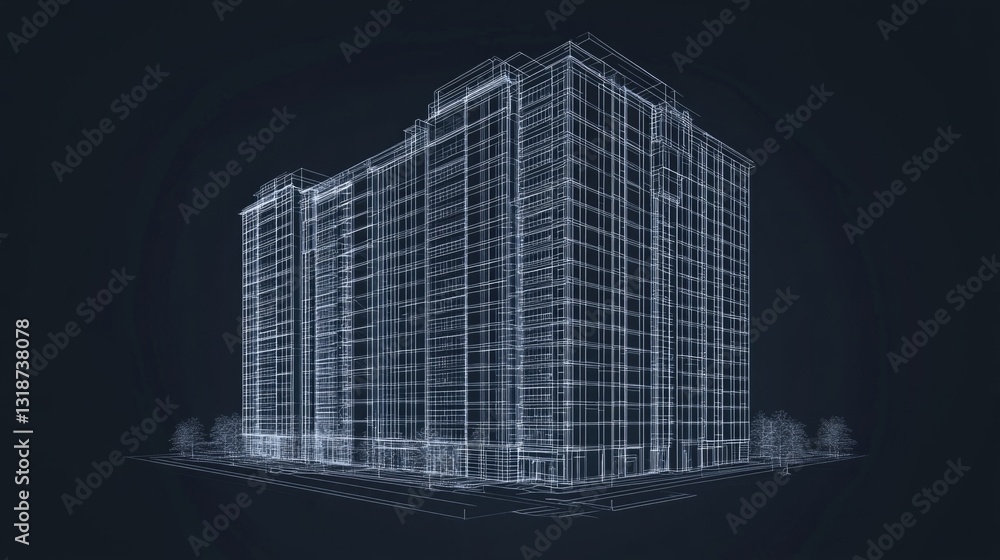 Fototapeta premium Architectural blueprint of a modern high-rise building