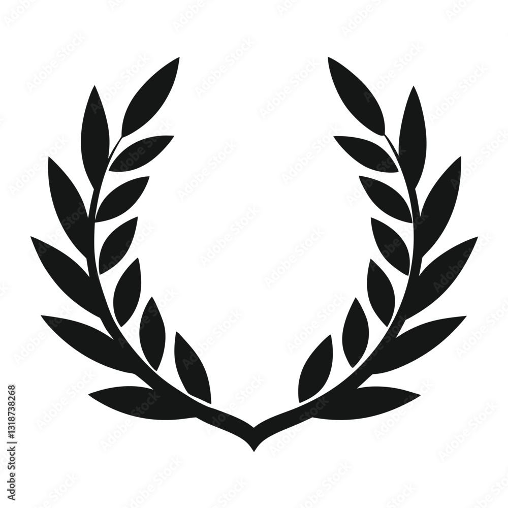 Black Laurel Wreath Icon Symbolizing Victory and Achievement Black Laurel Wreath Icon Symbolizing Victory and Achievement