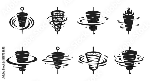Modern vector illustration doner kebab logo designs for Turkish and Arab fast food restaurants offer a different identity.