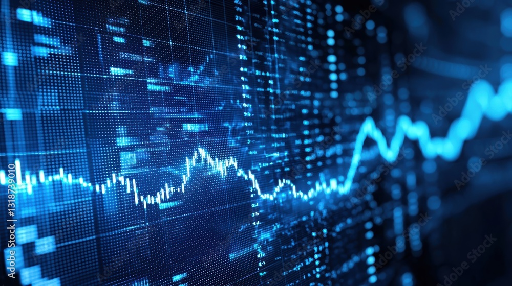 blue financial chart navigating stock market trends, investments blue financial chart navigating stock market trends, investments