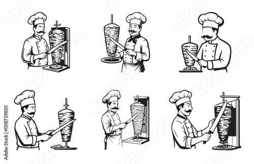 Vector illustration doner kebab logo templates for Turkish and Arab fast food restaurants offer original designs.