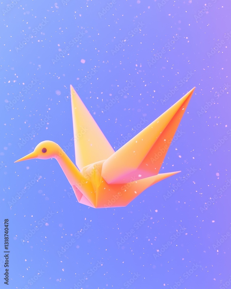 Fototapeta premium paper crane, resilience, overcoming challenges, stormy sky, hope and perseverance