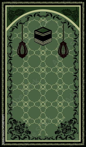 beautiful design of Muslim prayer rug. This Islamic carpet is for holly chanting to Allah and you can use this muslim rug to pray at masjid in Turkey Saudi Arabia Malaysia Egypt Makkah