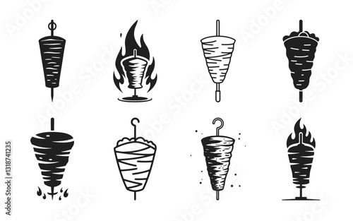 Quality vector illustration doner kebab logo designs increase brand value for fast food restaurants.