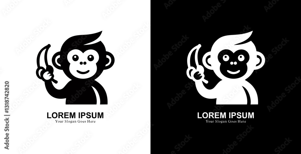 monkey logo design holding a banana monkey logo design holding a banana