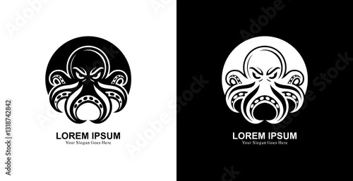 octopus shaped logo design combined with a circle