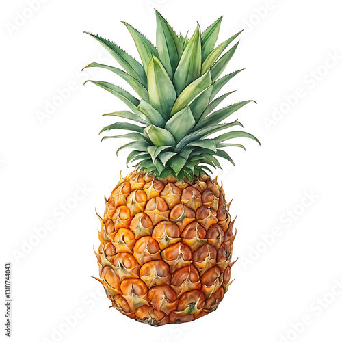 Cartoonist realistic Pineapple in PNG Transparent background. 
