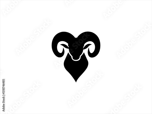 Simple black and white silhouette of a ram's head.