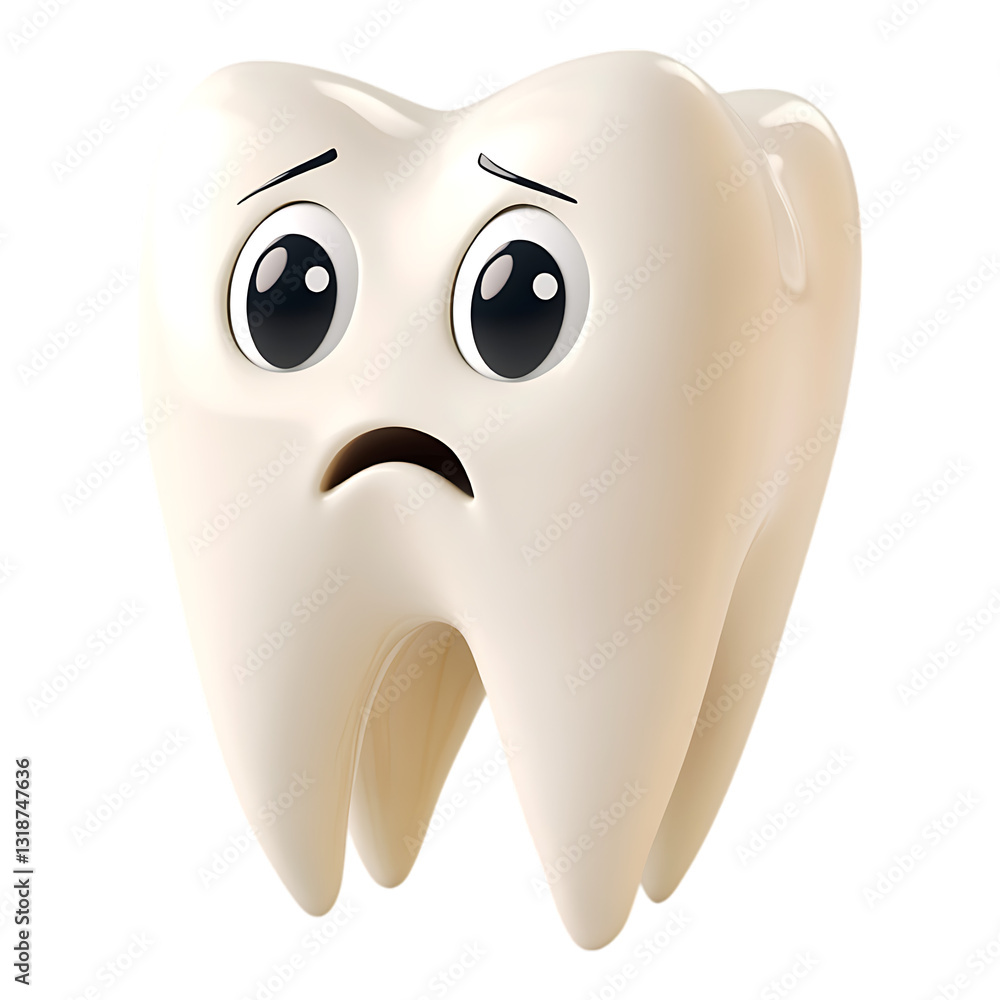 PNG Scared Cartoon Tooth against a transparent background PNG Scared Cartoon Tooth against a transparent background