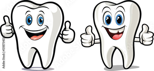 Cartoon tooth giving thumbs up vector