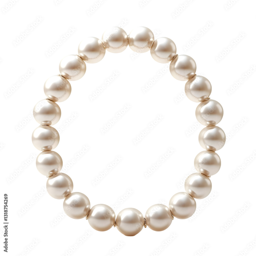 Elegant white pearl necklace laid out in a circular shape, perfect for adding a touch of sophistication to any outfit. Elegant white pearl necklace laid out in a circular shape, perfect for adding a touch of sophistication to any outfit.