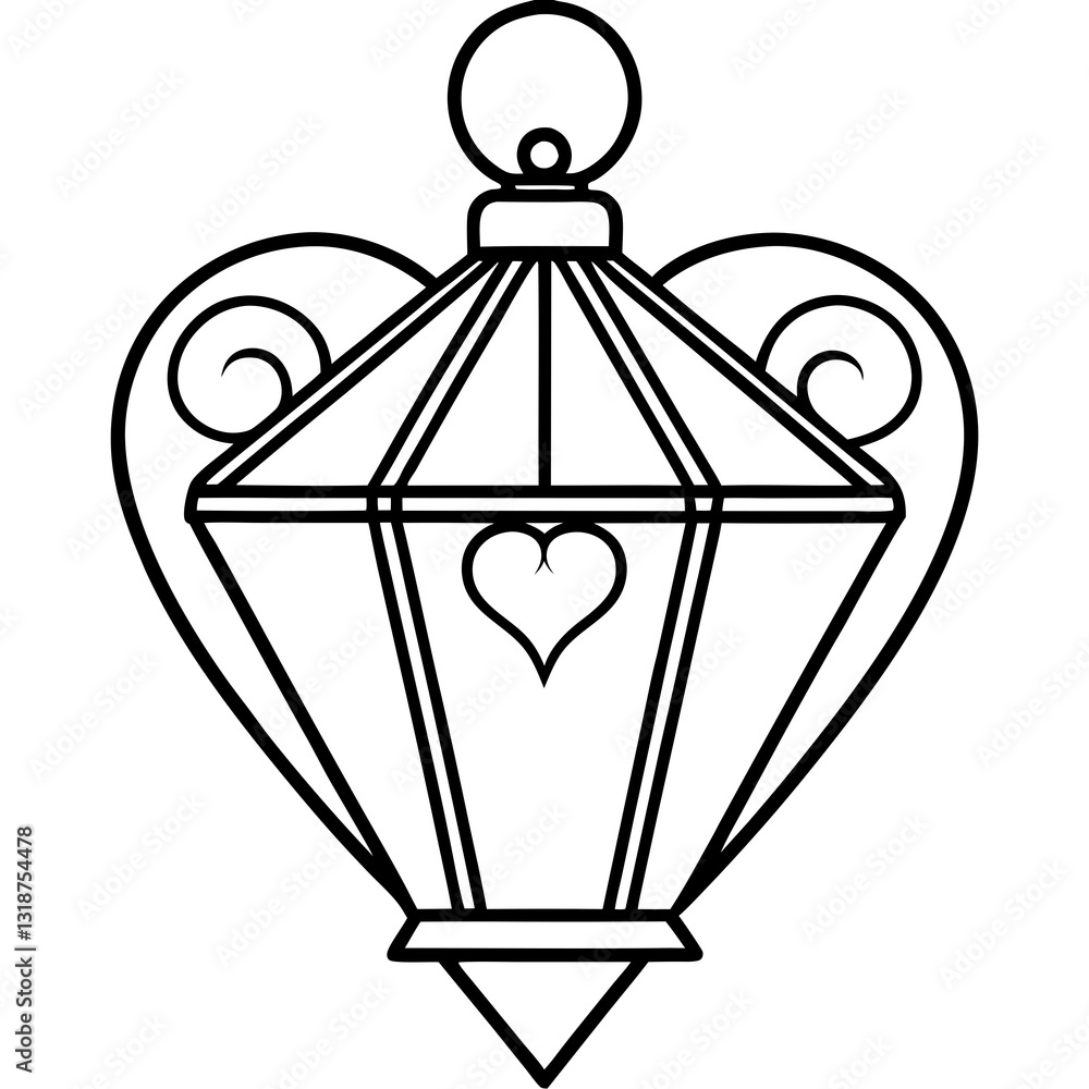 Intricate Heart Lantern Line Art Intricate Heart Lantern Line Art