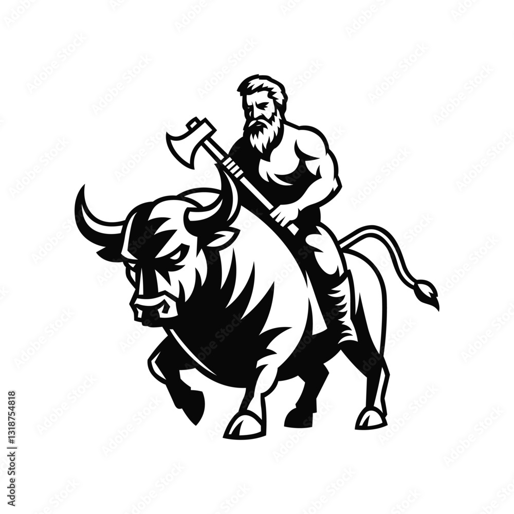 Fototapeta premium Man on a bull vector