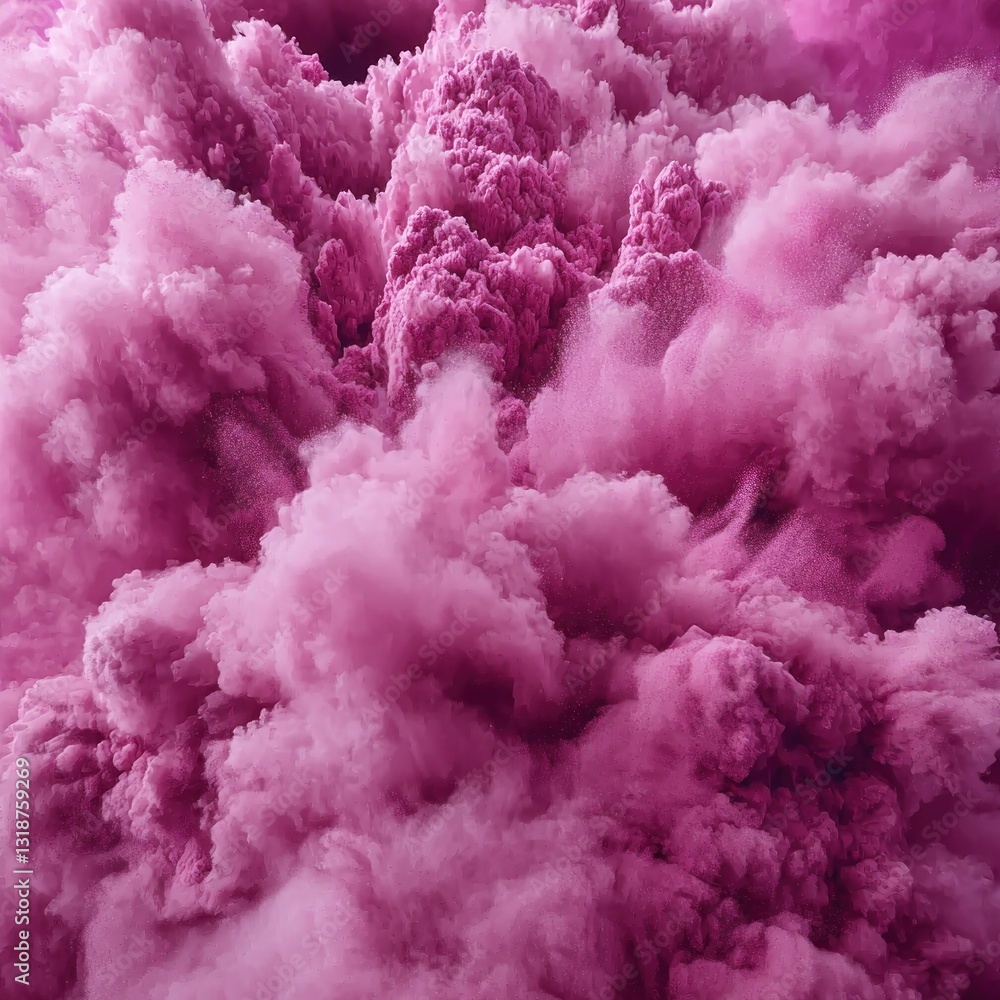 Fototapeta premium Pink cloud-like mass. Dense, vibrant, and voluminous texture