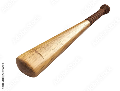 A close-up view of a wooden baseball bat, showcasing the fine craftsmanship and smooth finish, ideal for sports photography. photo