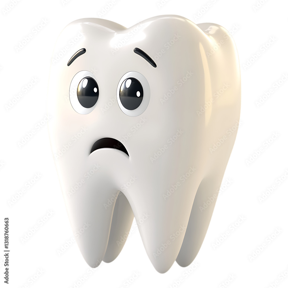 PNG Scared Cartoon Tooth against a transparent background PNG Scared Cartoon Tooth against a transparent background