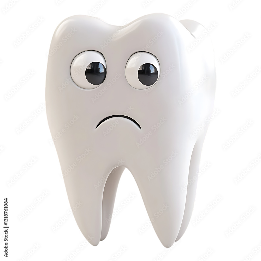 PNG Scared Cartoon Tooth against a transparent background PNG Scared Cartoon Tooth against a transparent background