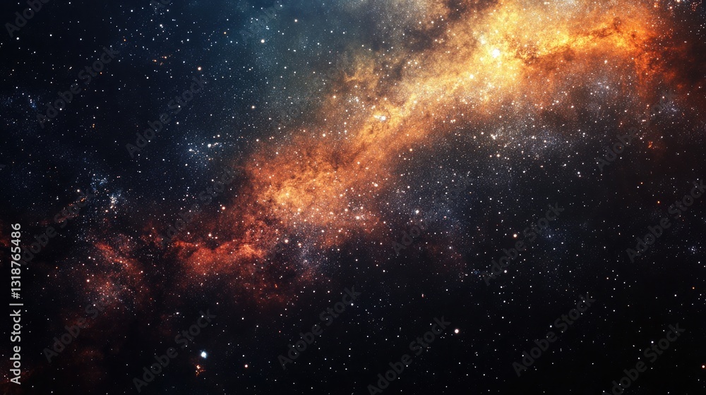 Naklejka premium Breathtaking View of the Milky Way Galaxy with Bright Stars and Nebulae Illuminating the Cosmic Landscape in a Stunning Night Sky