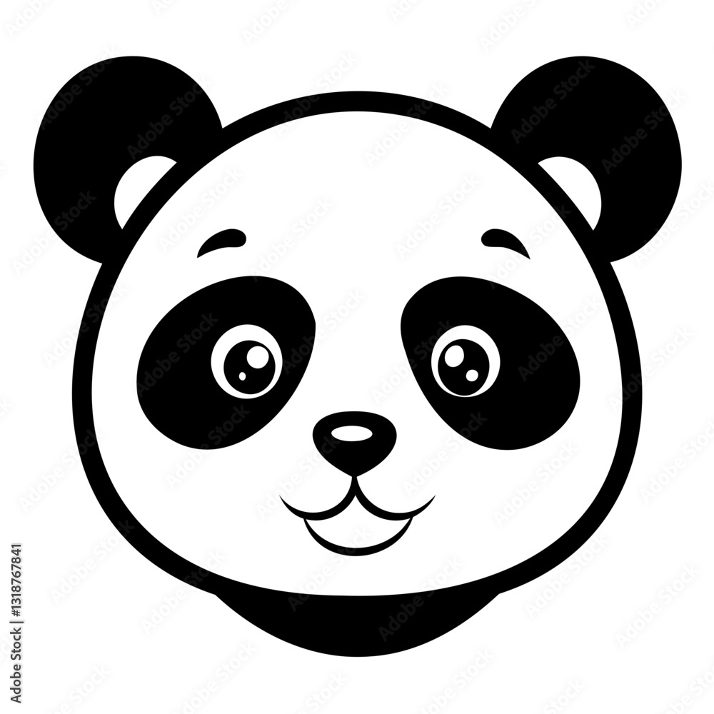Adorable Panda Head Black Silhouette – Isolated Vector Illustration for Graphic Design Adorable Panda Head Black Silhouette – Isolated Vector Illustration for Graphic Design